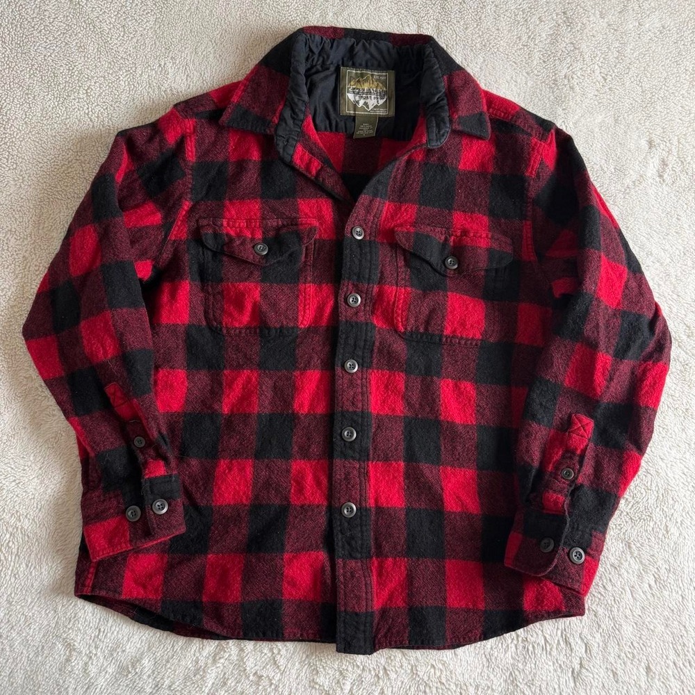 Eddie Bauer Sport Shop Red Buffalo Plaid Wool Jacket Mens L